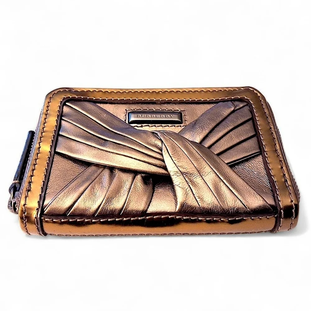 Burberry Metallic Knot Leather Small Zip Wallet